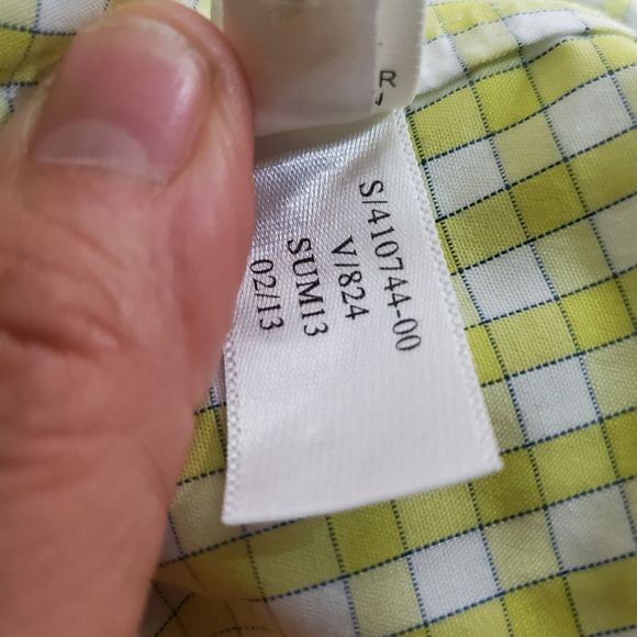 Banana Republic Men's Slim Fit Non Iron Long Sleeve Yellow Check Shirt Sz XL - Picture 8 of 8